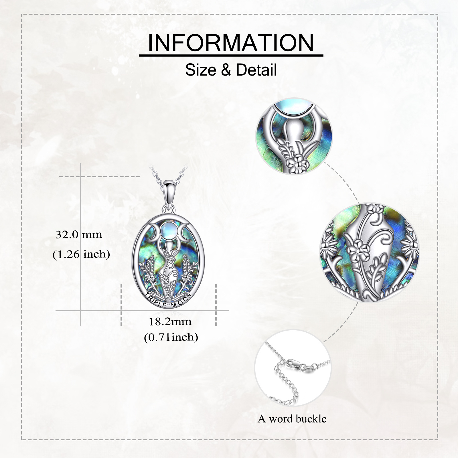 Women's 925 Sterling Silver March Goddess Pendant with Abalone Shell